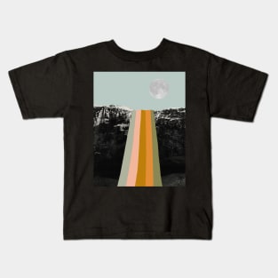 Moon and retro waterfall Kids T-Shirt